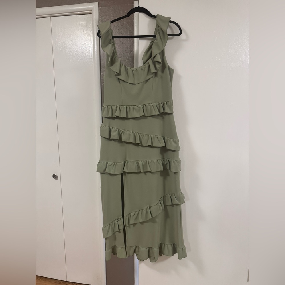 Show Me Your MuMu Ruffle Dress in Sage Green